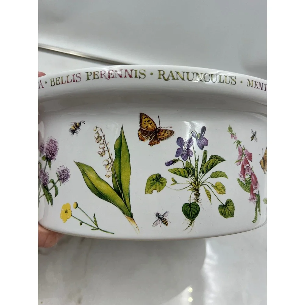 Marjolein Bastin Wildflower Meadow Ceramic Casserole Dish Bird Lid Oval Baker